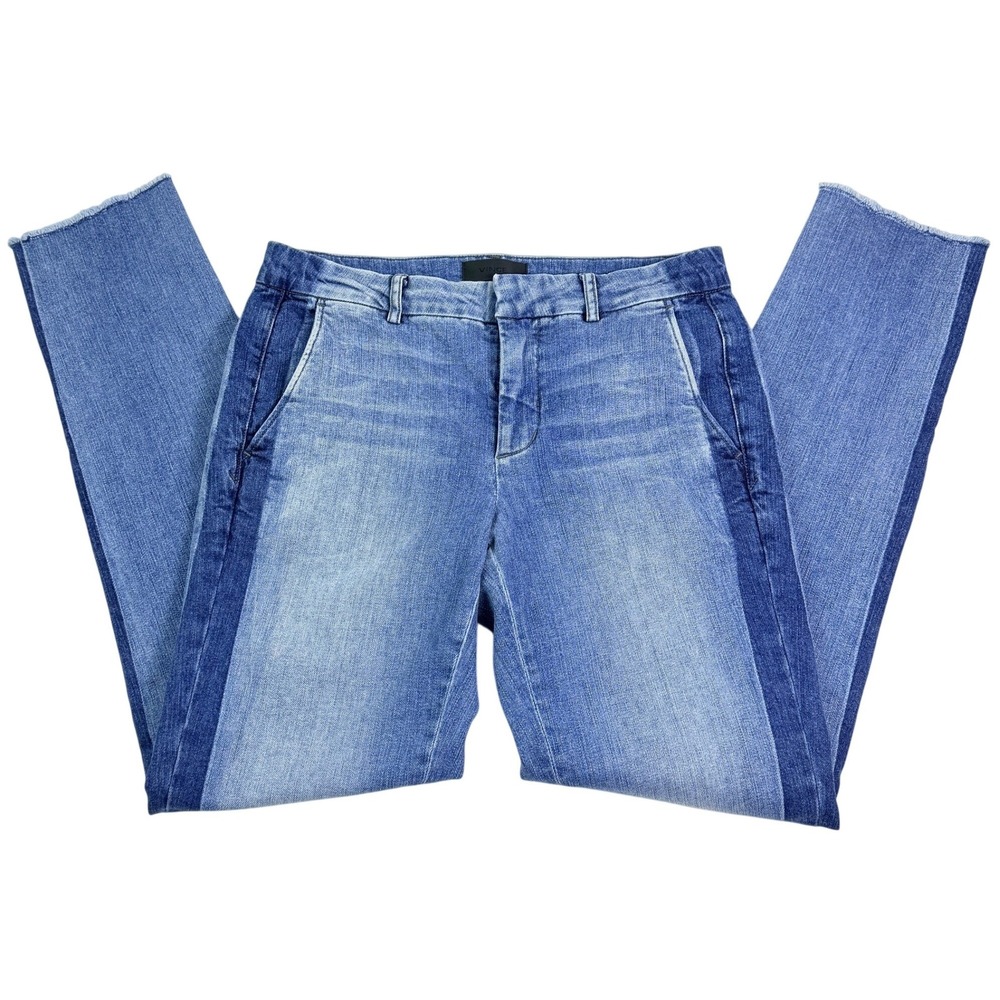 Vince Sunset Blvd‎ Two Tone Side Stripe Raw Hem Jeans Blue DV229B-2315 Size 27